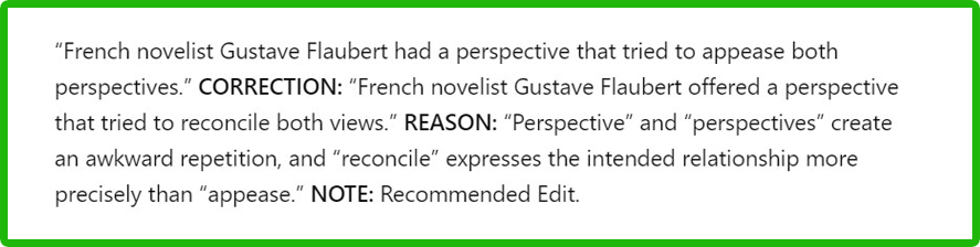 sample copy edit entry